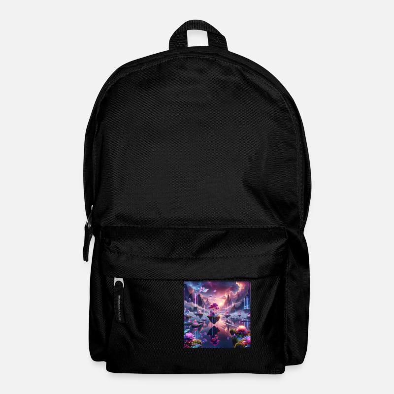 Surreal Dreamscape: Neon Waters - Backpack - black