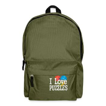 J’aime les puzzles pièce puzzle - Sac à dos - vert olive - Devant