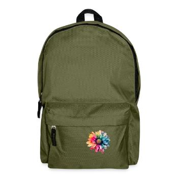 Mehrfarbige Blume 1 - Rucksack - Olivgrün - Vorne