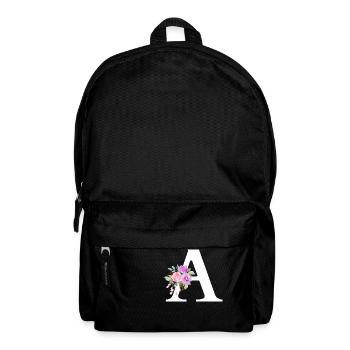 Purple Floral Letter - Backpack - black - Front