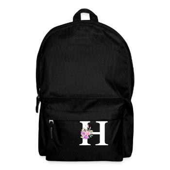 Lila Blumenbuchstabe h - Rucksack - Schwarz - Vorne