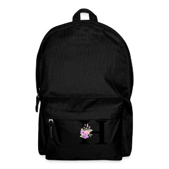 Lila Blumenbuchstabe h - Rucksack - Schwarz - Vorne