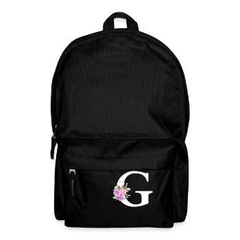 Lila Blumenbuchstabe g - Rucksack - Schwarz - Vorne