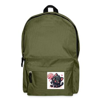 Sweet Kitty noir gai avec sucette et coeurs - Sac à dos - vert olive - Devant