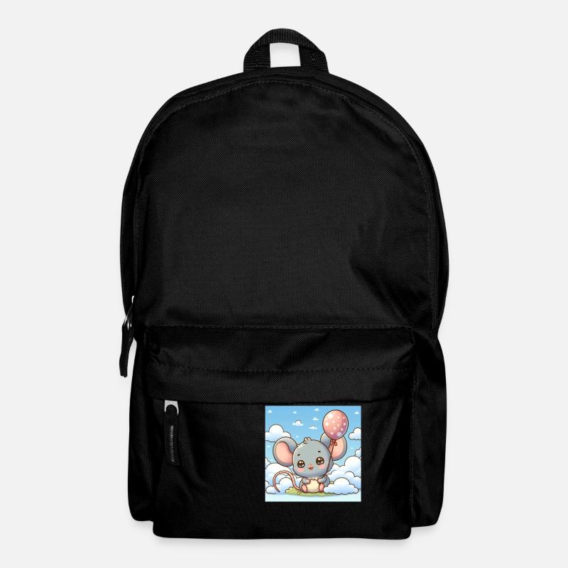 Süsse Maus mit einem Ballon auf einer Wolke - Rucksack - Schwarz