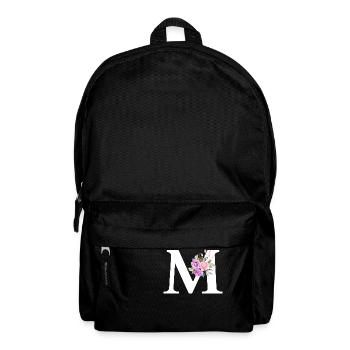 Purple floral letter m - Backpack - black - Front