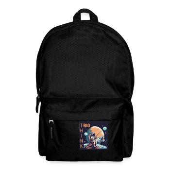 think Big - Mann im Mond angelt - Rucksack - Schwarz - Vorne