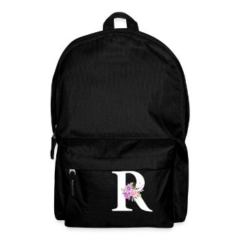Purple Floral Letter R - Backpack - black - Front