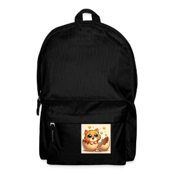 Un chat doux aux yeux écarquillés éclot d’un œuf - Sac à dos - noir - Devant