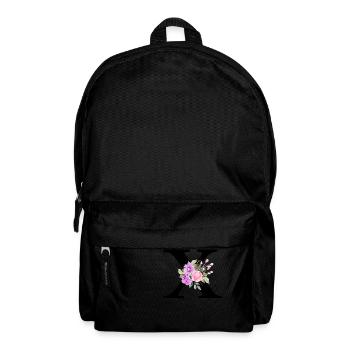Purple floral x letter - Backpack - black - Front