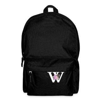 Purple floral w letter - Backpack - black - Front