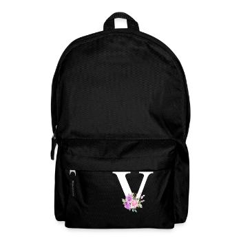 Lila floraler V-Buchstabe - Rucksack - Schwarz - Vorne