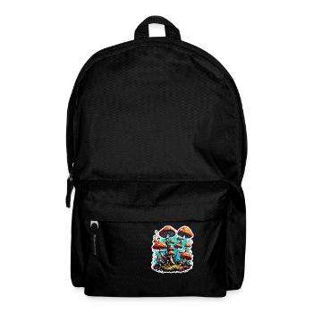 Pilz / Mushroom / Wiese / Wald / Goa / Psy - Rucksack - Schwarz - Vorne