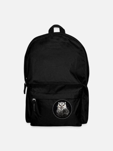 Schneeeulenportrait Schneeeule Eulengrafik - Rucksack - Schwarz