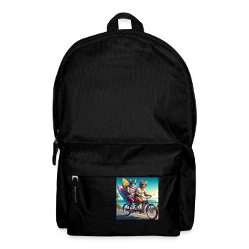 Gato Loco Riding Cat Dudes Bicycle Cat Surfer - Backpack - black - Front