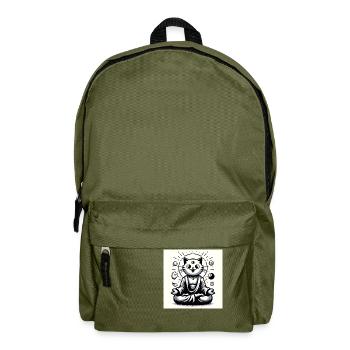 Gato Loco Cat Yoga Mantra Relaxation Catyoga - Backpack - olive green - Front