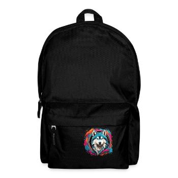 Siberian Husky Husky Portrait on Color Wheel - Backpack - black - Front