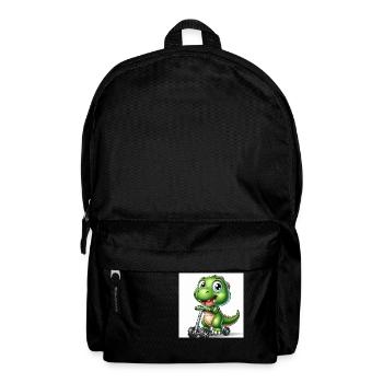 Crocodile vert avec des yeux bleus sur un scooter - Sac à dos - noir - Devant