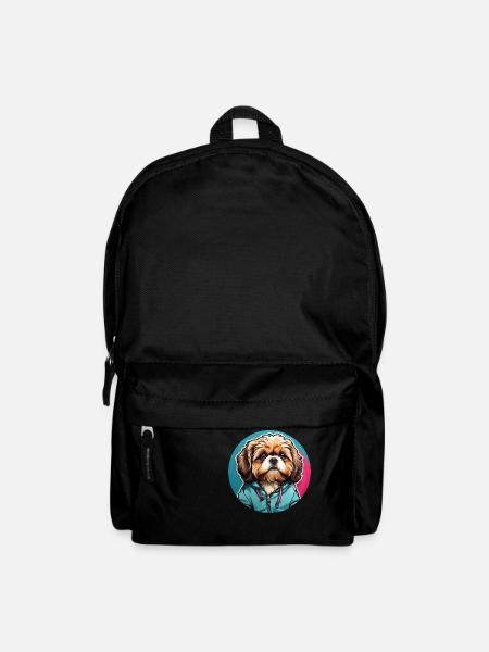 Shih Tzu Portrait im Farbkreis - Rucksack - Schwarz