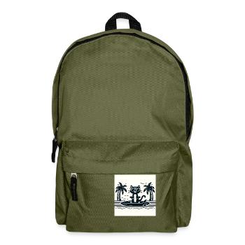 Gato Loco Surfing Cat Hang Holiday Surf Cat - Backpack - olive green - Front