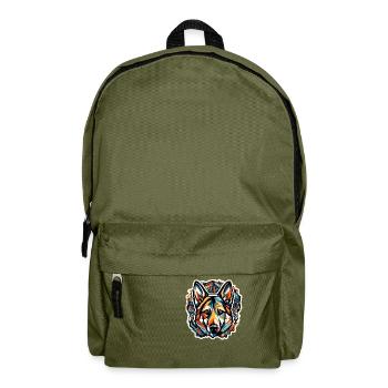 Dog / Animal / Pet / Furry / German Shepherd - Backpack - olive green - Front