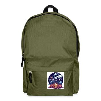 Crypto Bitcoin BTC Flugzeug Design Himmel ETH - Rucksack - Olivgrün - Vorne