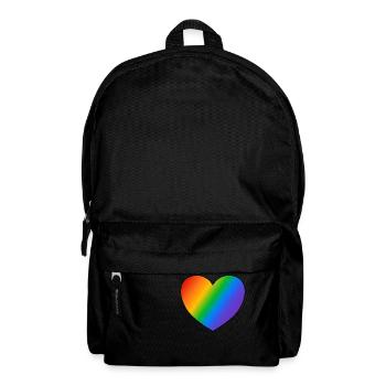 Regenbogen Herz Pride Flagge - Rucksack - Schwarz - Vorne
