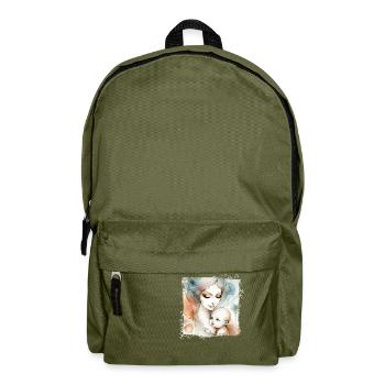 Flowers Women girl fashion design art female style - Backpack - olive green - Front