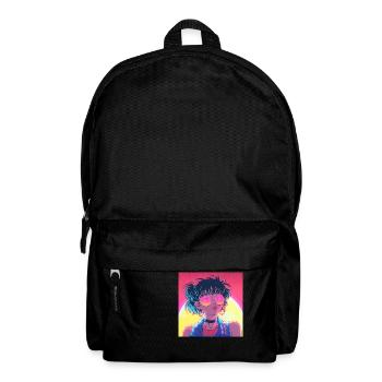 80er Jahre Anime Mädchen beruhigender hochwertiger Modedruck - Rucksack - Schwarz - Vorne