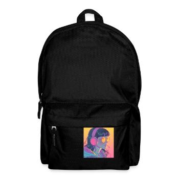 80s anime girl calming high quality fashion print - Backpack - black - Front