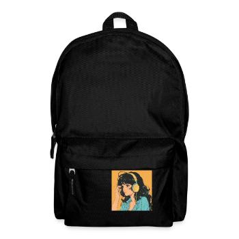 80s anime girl calming high quality fashion print - Backpack - black - Front
