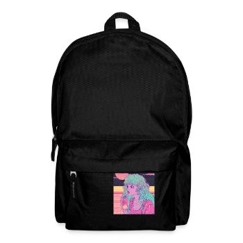 80s anime girl calming high quality fashion print - Backpack - black - Front