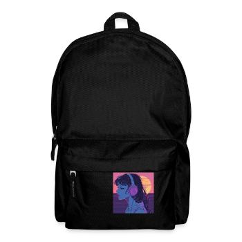 80er Jahre Anime Mädchen beruhigender hochwertiger Modedruck - Rucksack - Schwarz - Vorne