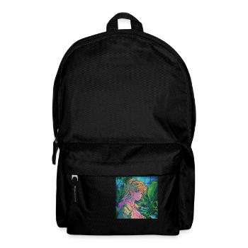 80s anime girl calming high quality fashion print - Backpack - black - Front