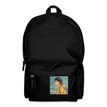 80s anime guy calming high quality fashion print - Backpack - black - Front
