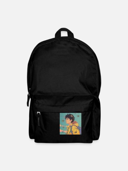 80er Jahre Anime Typ beruhigender hochwertiger Modedruck - Rucksack - Schwarz