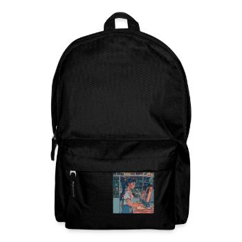 80s anime teen calming high quality fashion print - Backpack - black - Front