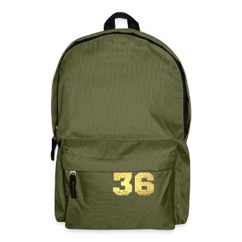 Numéro 36 paillettes doré - 36e anniversaire - Sac à dos - vert olive - Devant