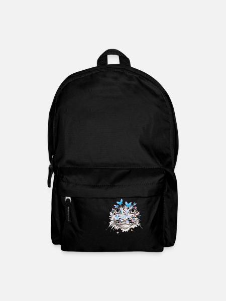 Katze Katzen Katzengesicht Natur Schmetterlinge - Rucksack - Schwarz