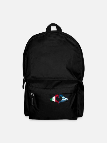 Italie Grèce Drapeau Mains Coeur Forme Utilisé - Sac à dos - noir