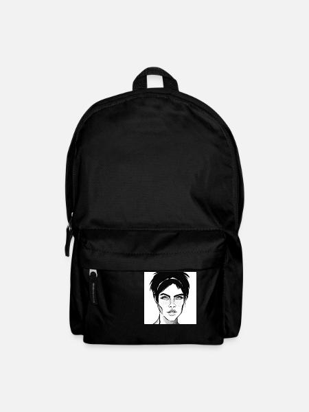 Woman's face with beautiful eyes b/w - Backpack - black
