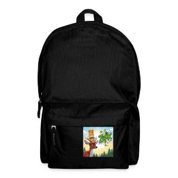 ZEFIX - Hirsch mit Bier, Kumpel wir feiern - Rucksack - Schwarz - Vorne
