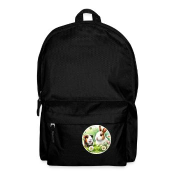 Meerschweinchen und Häschen auf der Blumenwiese - Rucksack - Schwarz - Vorne