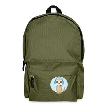Meerkat with headset - Backpack - olive green - Front