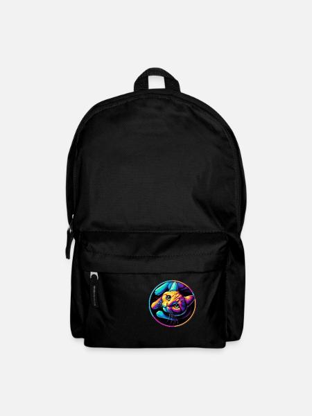 Katze Neon Bunt Farbig - Rucksack - Schwarz