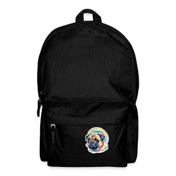 Mops Wasserfarben - Rucksack - Schwarz - Vorne