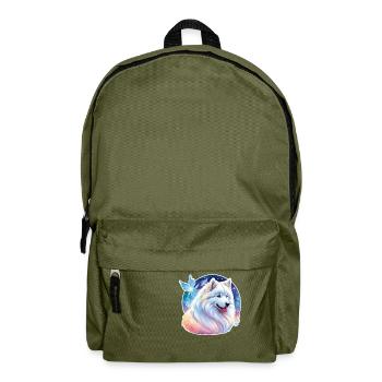Samoyed watercolors - Backpack - olive green - Front