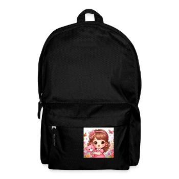 Little girl with her teddy bear cuddly toy - Backpack - black - Front