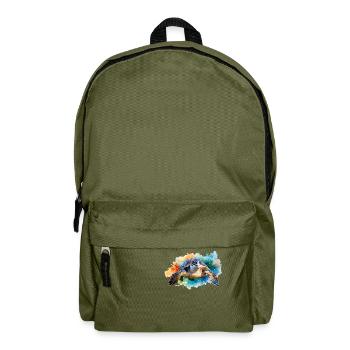 Une tortue d’eau dans un style aquarelle coloré - Sac à dos - vert olive - Devant