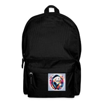 Musik Melodie Kopfhörer mit Noten - Rucksack - Schwarz - Vorne